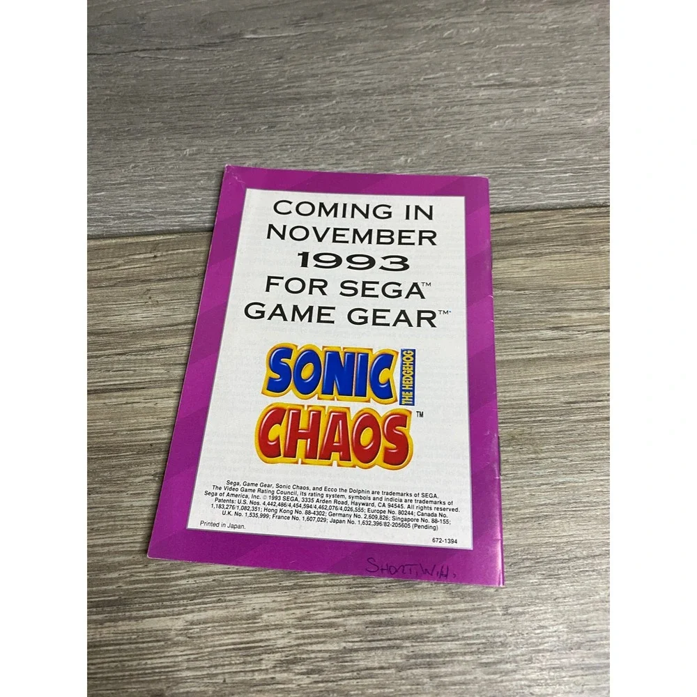 Sega Game Gear Ecco the Dolphin Instruction Manual Original 1993 Booklet‎
